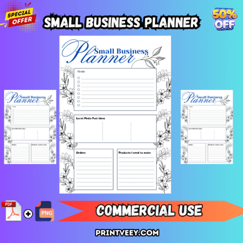 mall Business Planner PDF for social media post ideas, product tracking, order management, and to-do lists – Instant download for entrepreneurs."